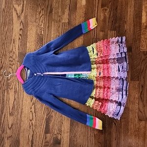 Mini Boden Navy and Multi Colored Dress with Cardigan